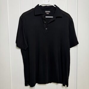 Michael Kors Men's Polo Shirt Black Size Large 100% Cotton Detail On Shoulders